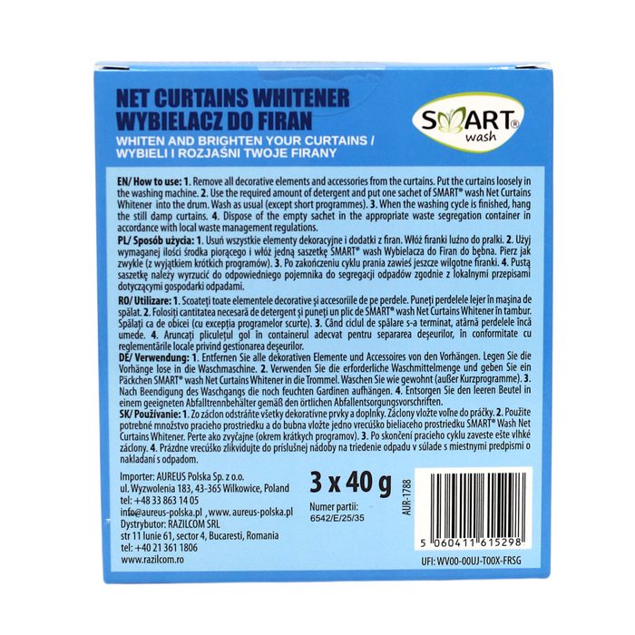 Відбілювач для штор і гардин Smart Wash 3×40 г
